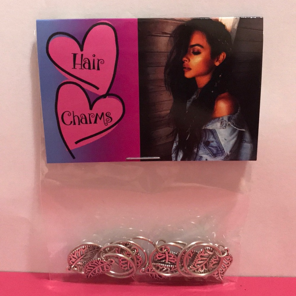Silver Leaf Hair Charms Set Of 10 New In Package - Picture 1 of 5